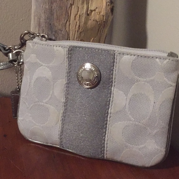 Coach Handbags - COACH silver gray wristlet